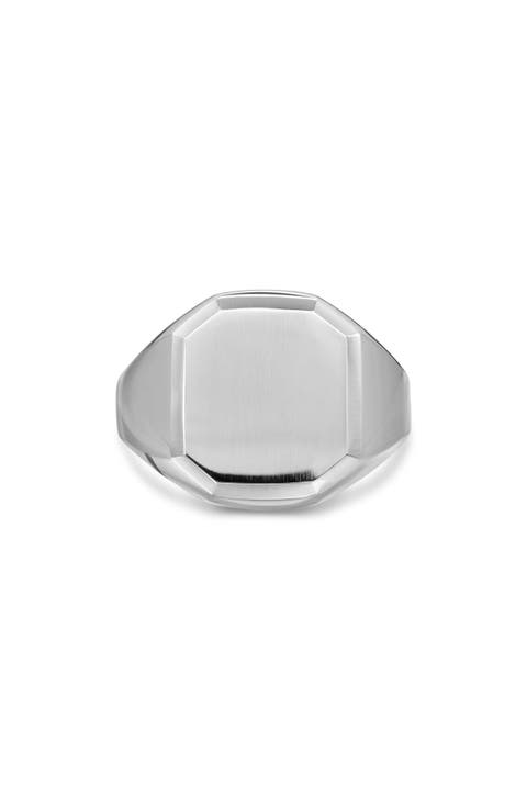 Men's Streamline Signet Ring in Sterling Silver, 18mm
