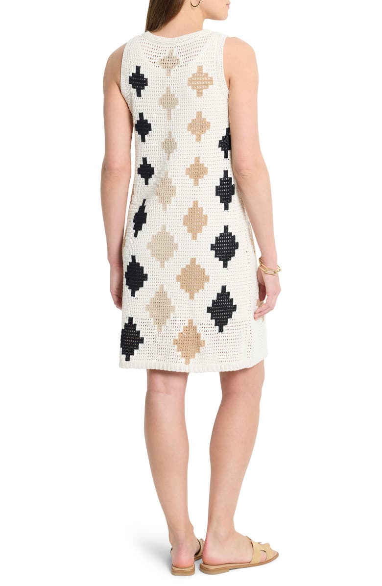 NIC+ZOE Diamond Pattern Crochet Look Sleeveless Cover-Up Dress, Alternate, color, Neutral Multi