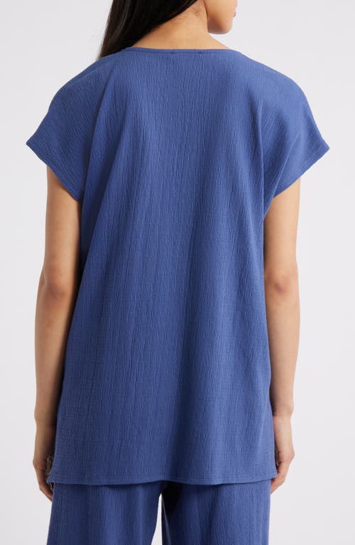 Eileen Fisher Cap Sleeve Boxy Tunic Top In Bluette
