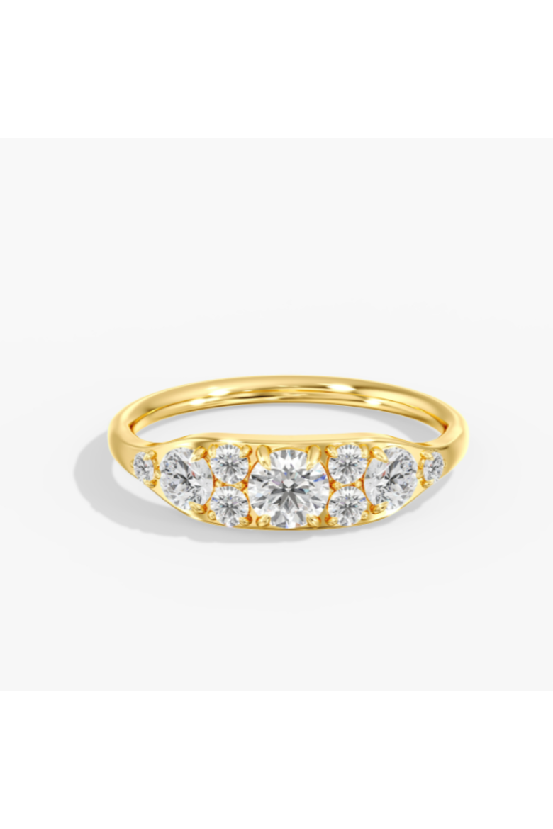 Round Mosaic Lab Diamond Fashion Ring in 14K, Main, color, Yellow Gold