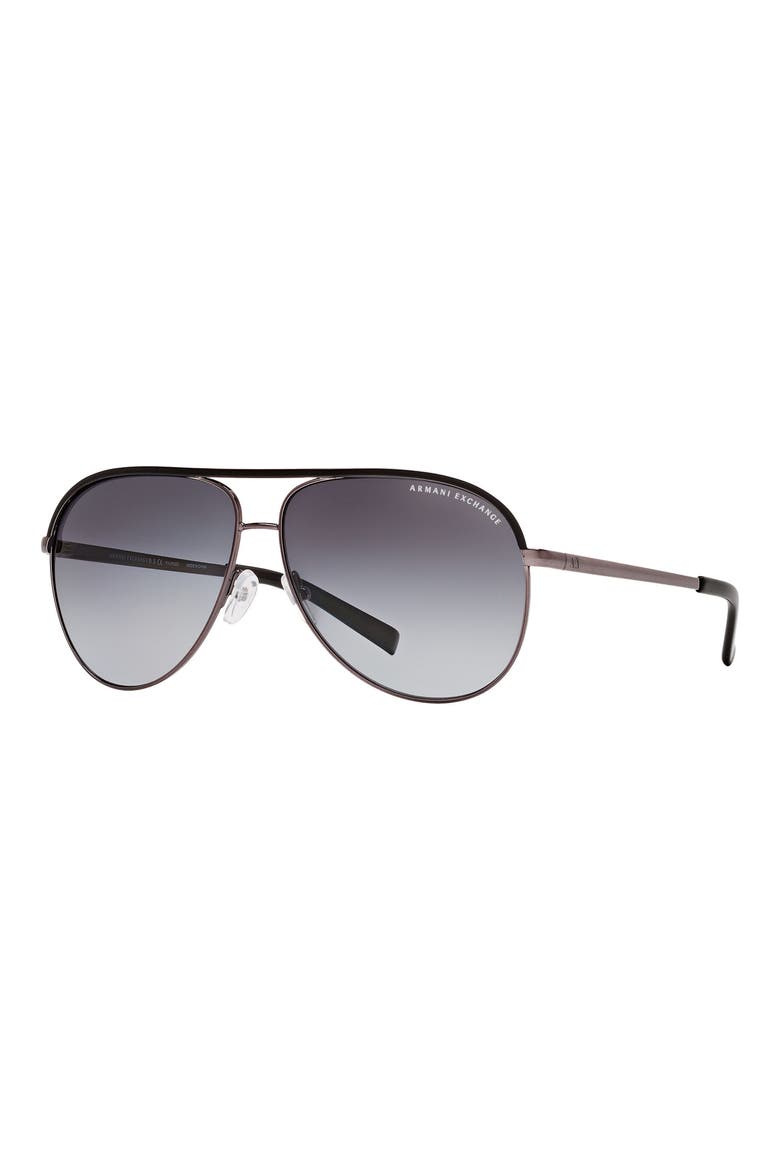 61mm Gradient Aviator Sunglasses, Alternate, color, GUNMETAL BLACK