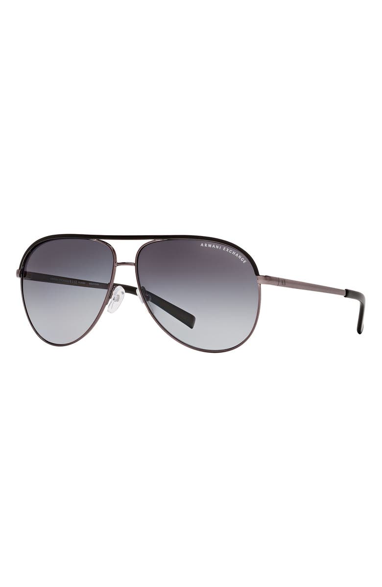 AX Armani Exchange 61mm Gradient Aviator Sunglasses, Alternate, color, Gunmetal Black