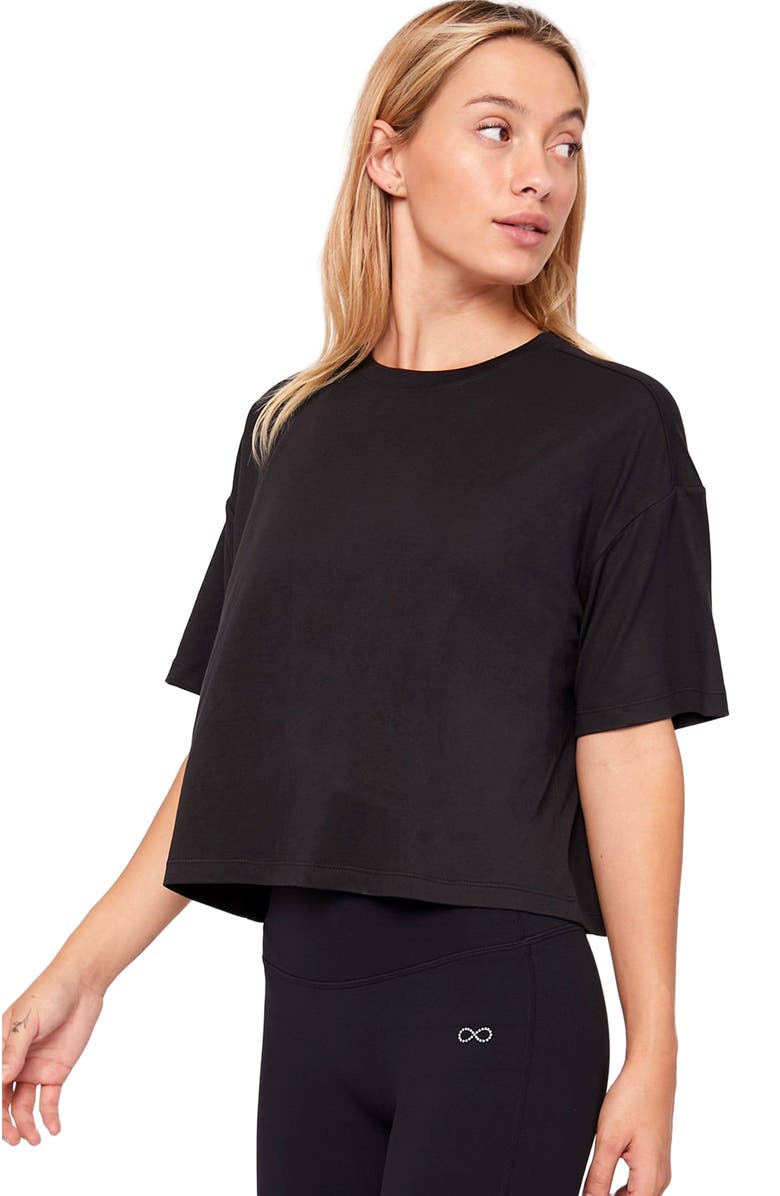 Rebody Active Cozy Boxy Tee Short Sleeve Top, Alternate, color, Cozy Black