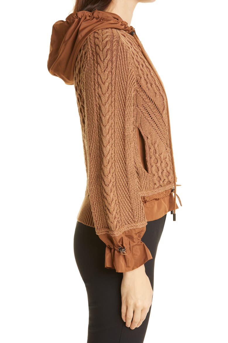 Lynne Mixed Knit Zip-Up Sweater, Alternate, color, CAMEL