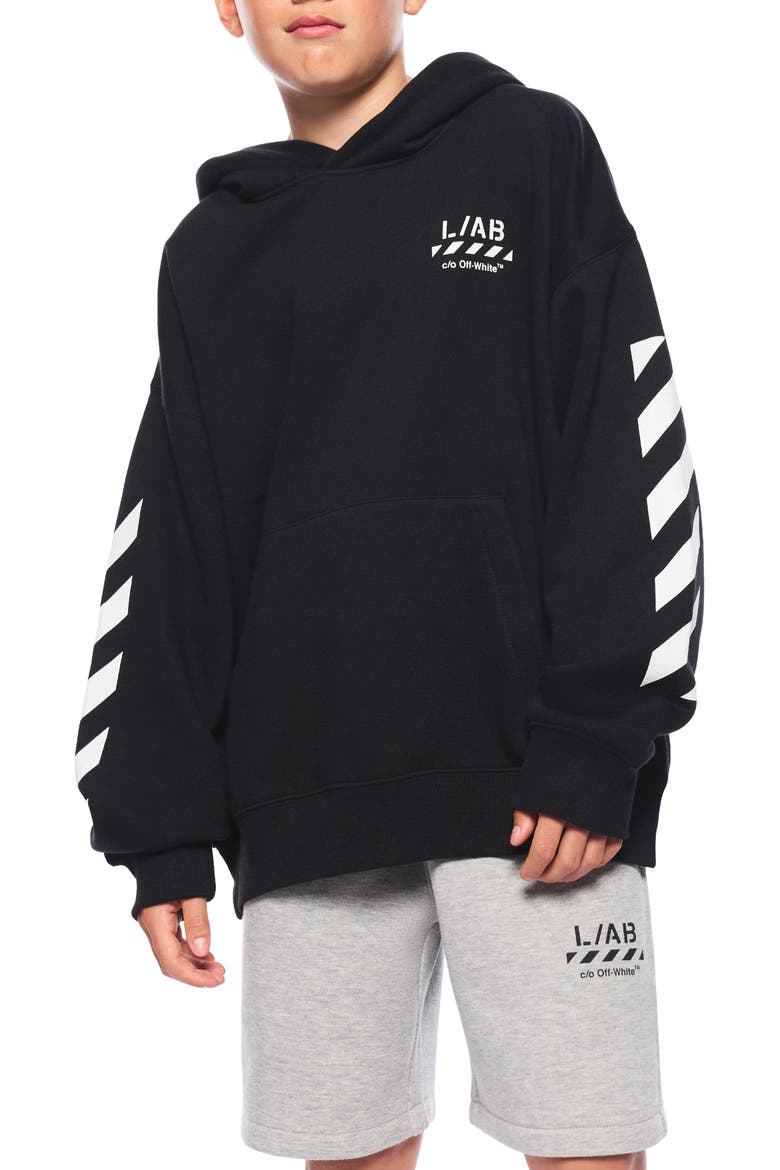 Kids' Diag Graphic Hoodie, Alternate, color, BLACK