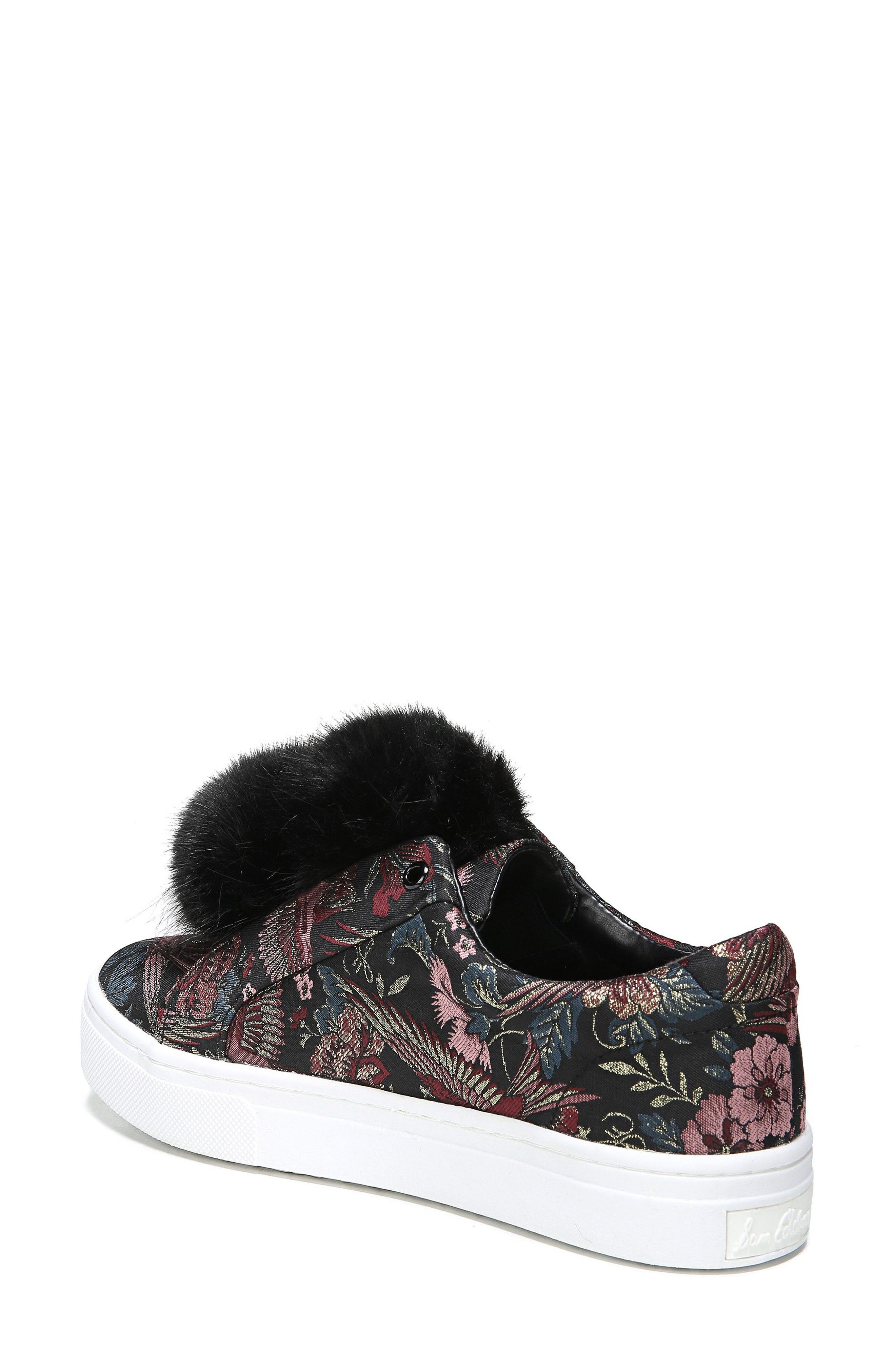 'Leya' Faux Fur Laceless Sneaker, Alternate, color, BLACK MULTI FABRIC