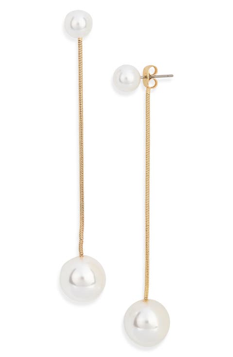 Linear Faux Pearl Drop Earrings