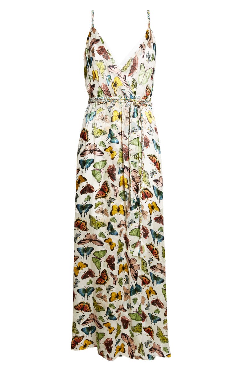 Alice + Olivia Samantha Butterfly Print Faux Wrap Maxi Dress, Alternate, color, 