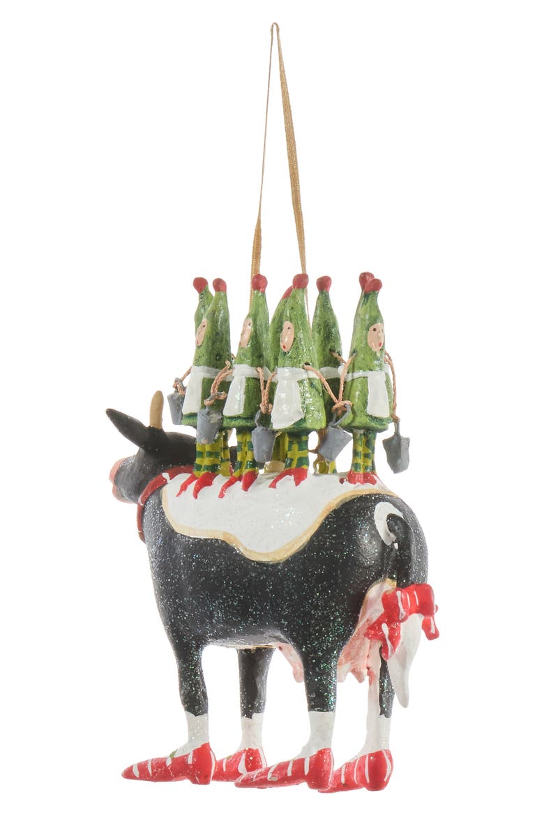 Patience Brewster 12 Days Eight Maids a-Milking Ornament, Alternate, color, BLACK