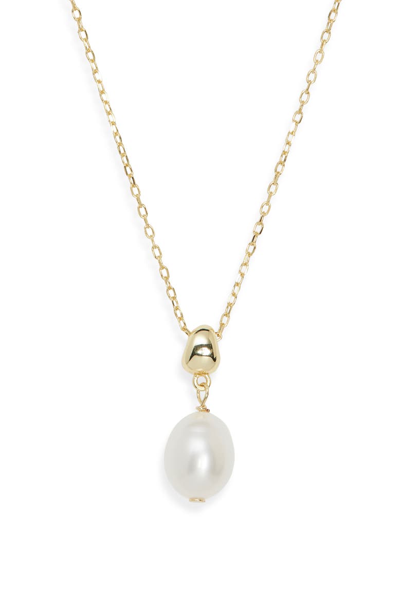 Imitation Pearl Pendant Necklace, Alternate, color, GOLD