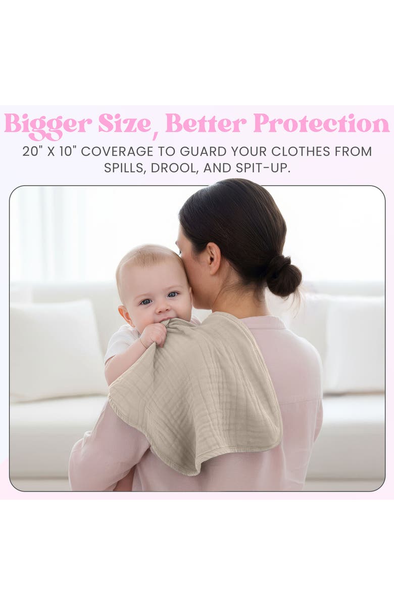 Mère & Moi Muslin Burp Cloths, Alternate, color, Beige