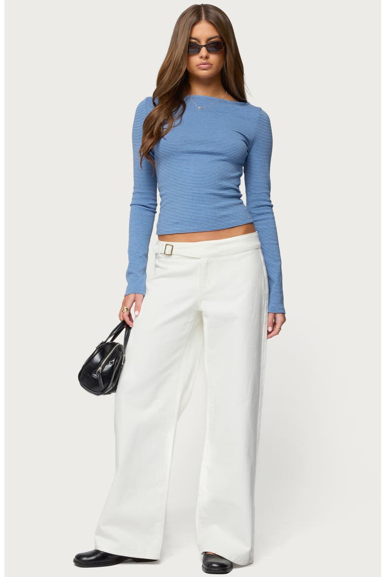 Loria Stripe Boat Neck Long Sleeve Top, Alternate, color, BLUE-AND-NAVY
