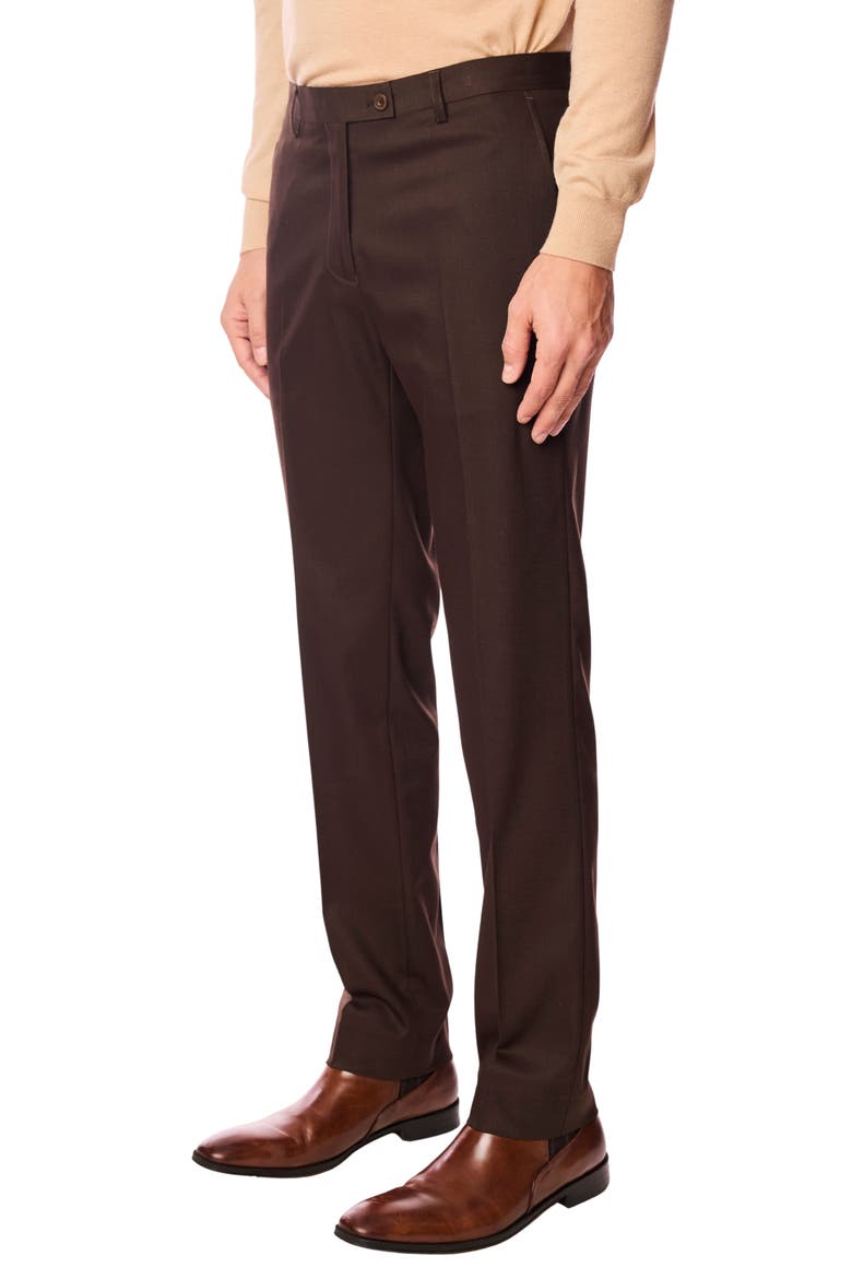 Downing Slim Fit Flat Front Dress Pants, Alternate, color, DARK CHOCOLATE