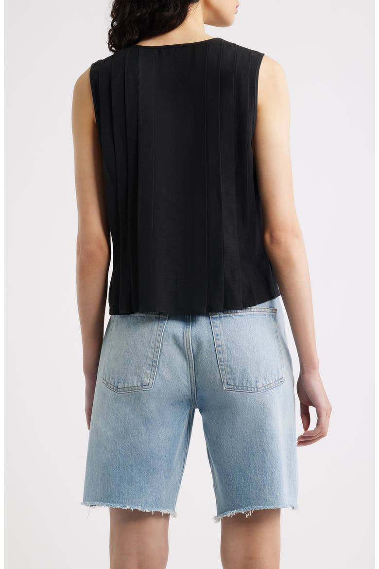 Aja Pleat Sleeveless Top, Alternate, color, BLACK LINEN