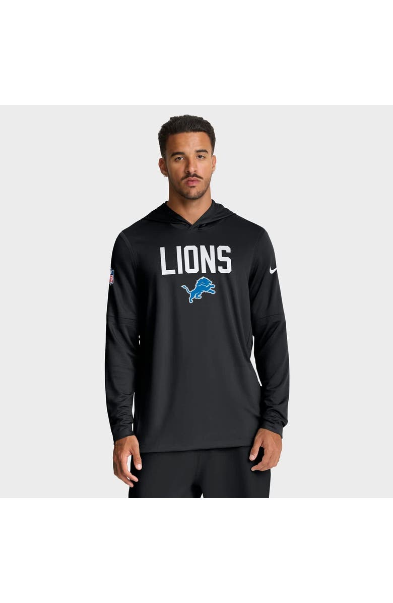 Nike Men's Nike Black Detroit Lions Alt Pack Pass Accuracy Performance Long Sleeve Hoodie T-Shirt, Main, color, Black