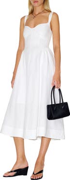 Reformation Birdie Fit & Flare Linen Midi Dress