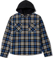 Brixton Bowery Quilted Hooded Plaid Flannel Snap-Up Jacket