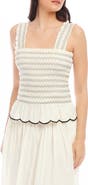 FIFTEEN TWENTY Elliot Smocked Cotton Peplum Camisole