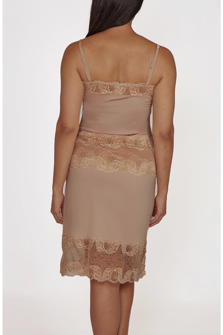 Shirred Bust Cami and Lace Hem Slip Set, Alternate, color, Nude
