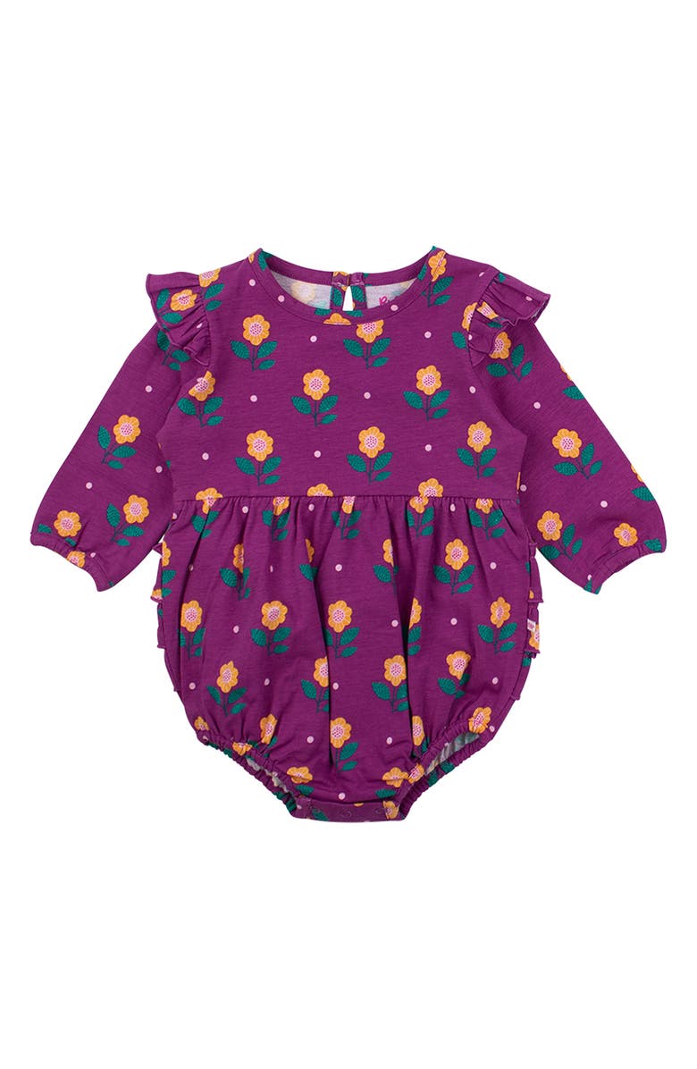 RuffleButts Sunflower Meadow Bodysuit, Main, color, Purple