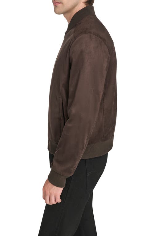 Cole Haan Signature Faux Suede Bomber Jacket In Brown