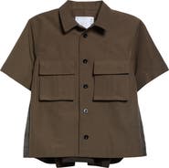 Sacai Grosgrain Bonded Nylon Twill Short Sleeve Shirt