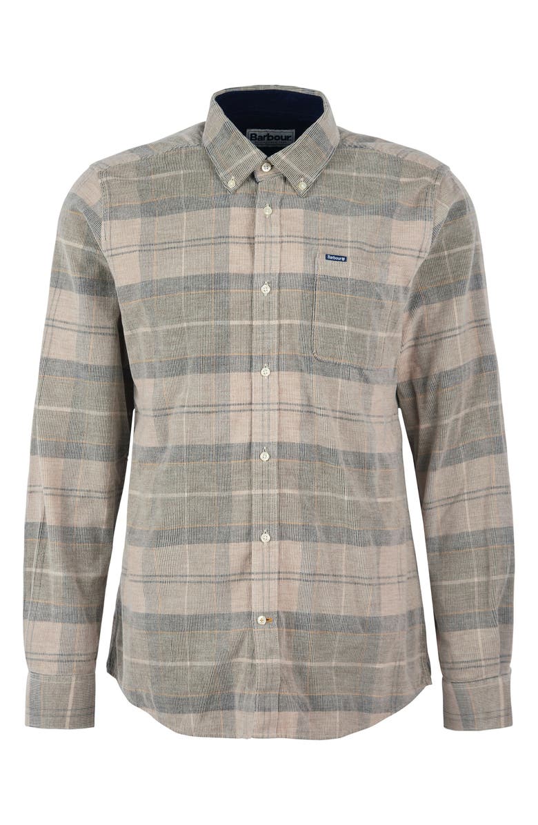 Barbour Blair Tailored Fit Plaid Corduroy Button-Down Shirt, Alternate, color, Forest Mist