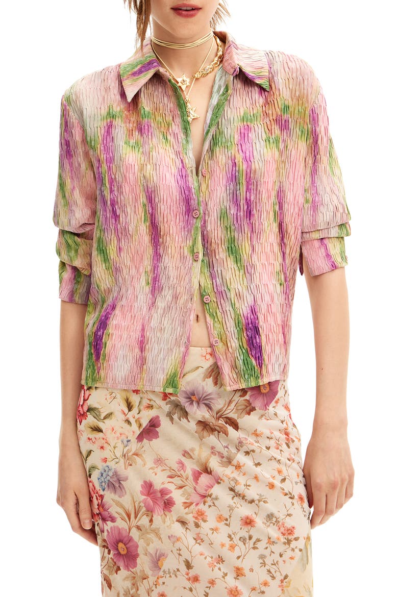Yamagata Abstract Print Button-Up Shirt, Main, color, RED