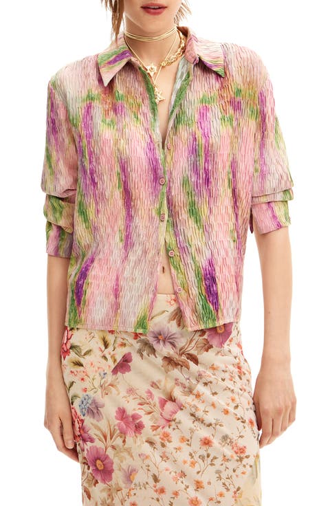 Yamagata Abstract Print Button-Up Shirt