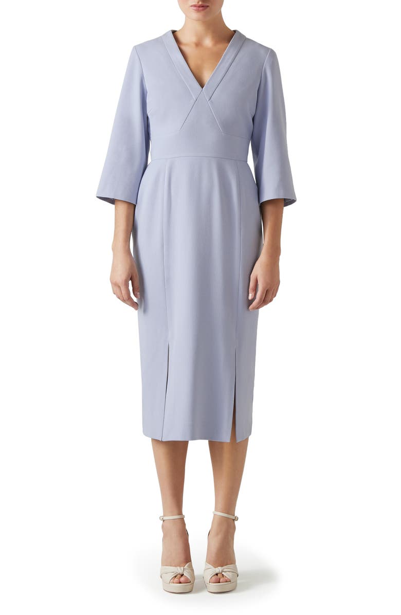 LK Bennett Sky V-Neck Crepe Dress, Main, color, Light Blue