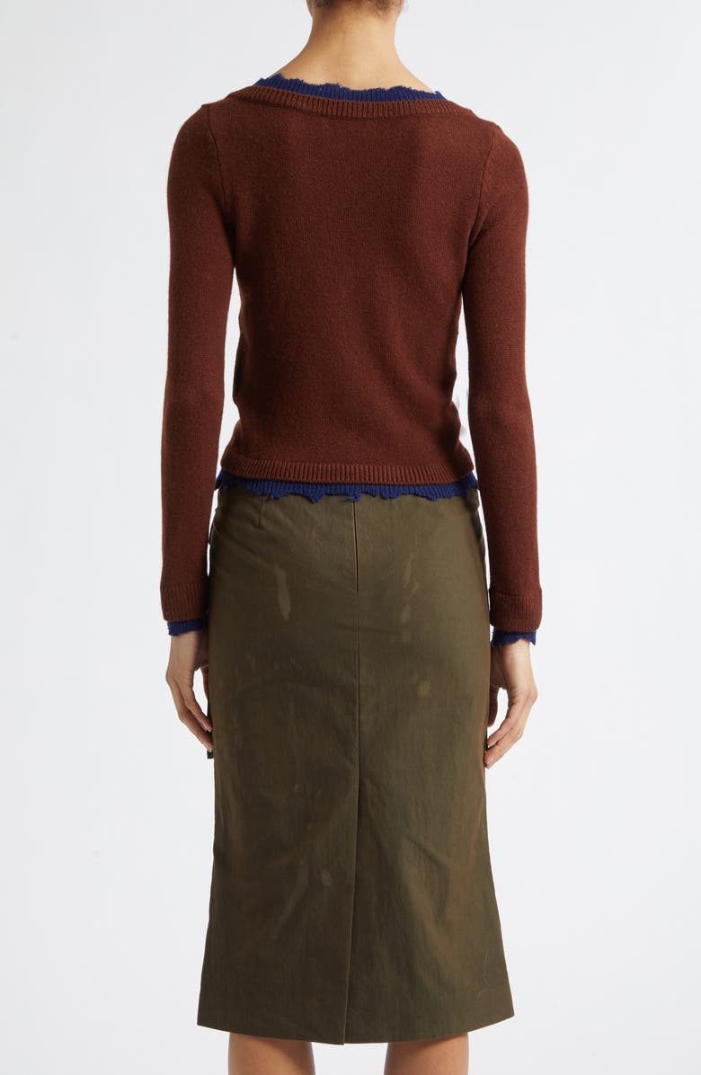 Shushu/Tong Deconstructed Contrast Trim Wool Cardigan, Alternate, color, Sandalwood
