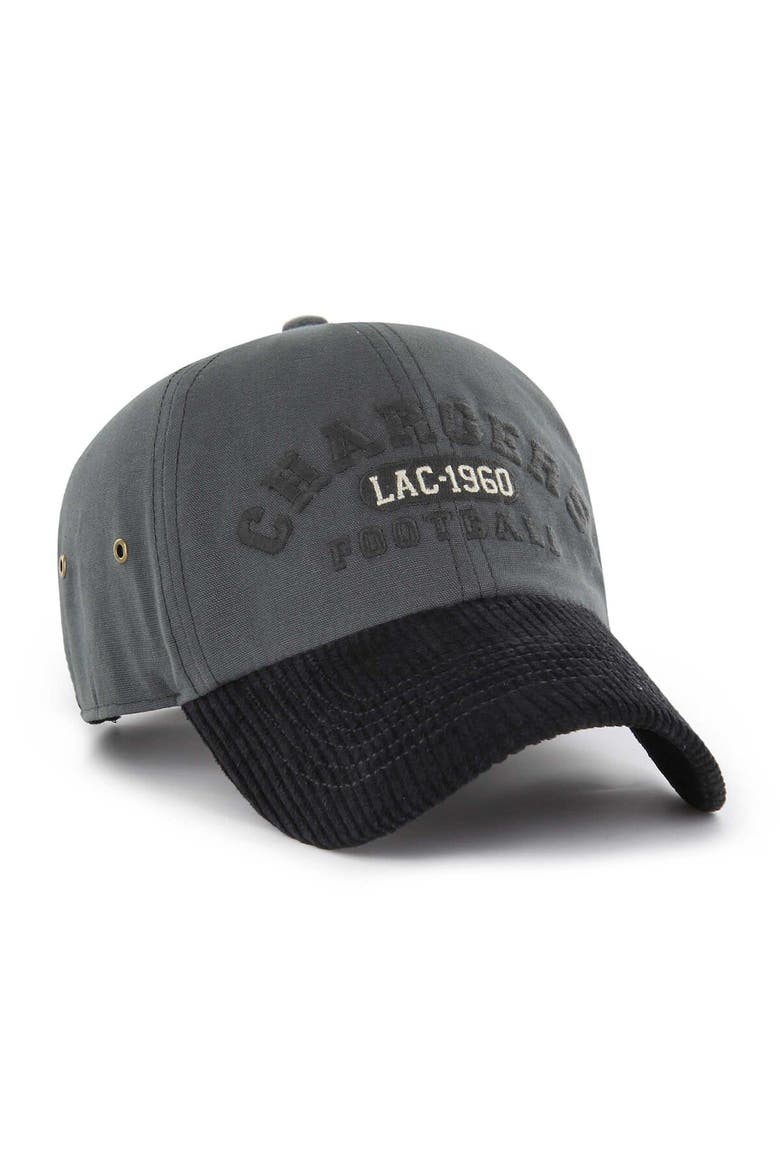 Men's '47 Charcoal Los Angeles Chargers Ridgeway Clean Up Adjustable Hat, Alternate, color, Charcoal