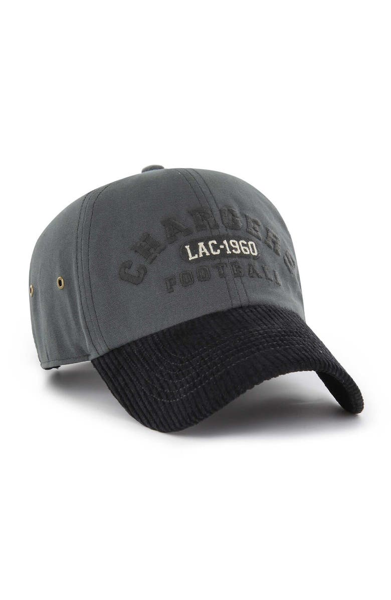 '47 Men's '47 Charcoal Los Angeles Chargers Ridgeway Clean Up Adjustable Hat, Alternate, color,