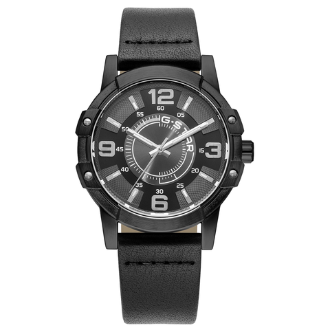 Constructed - 43mm, Gray Dial, Black Leather Strap Watch