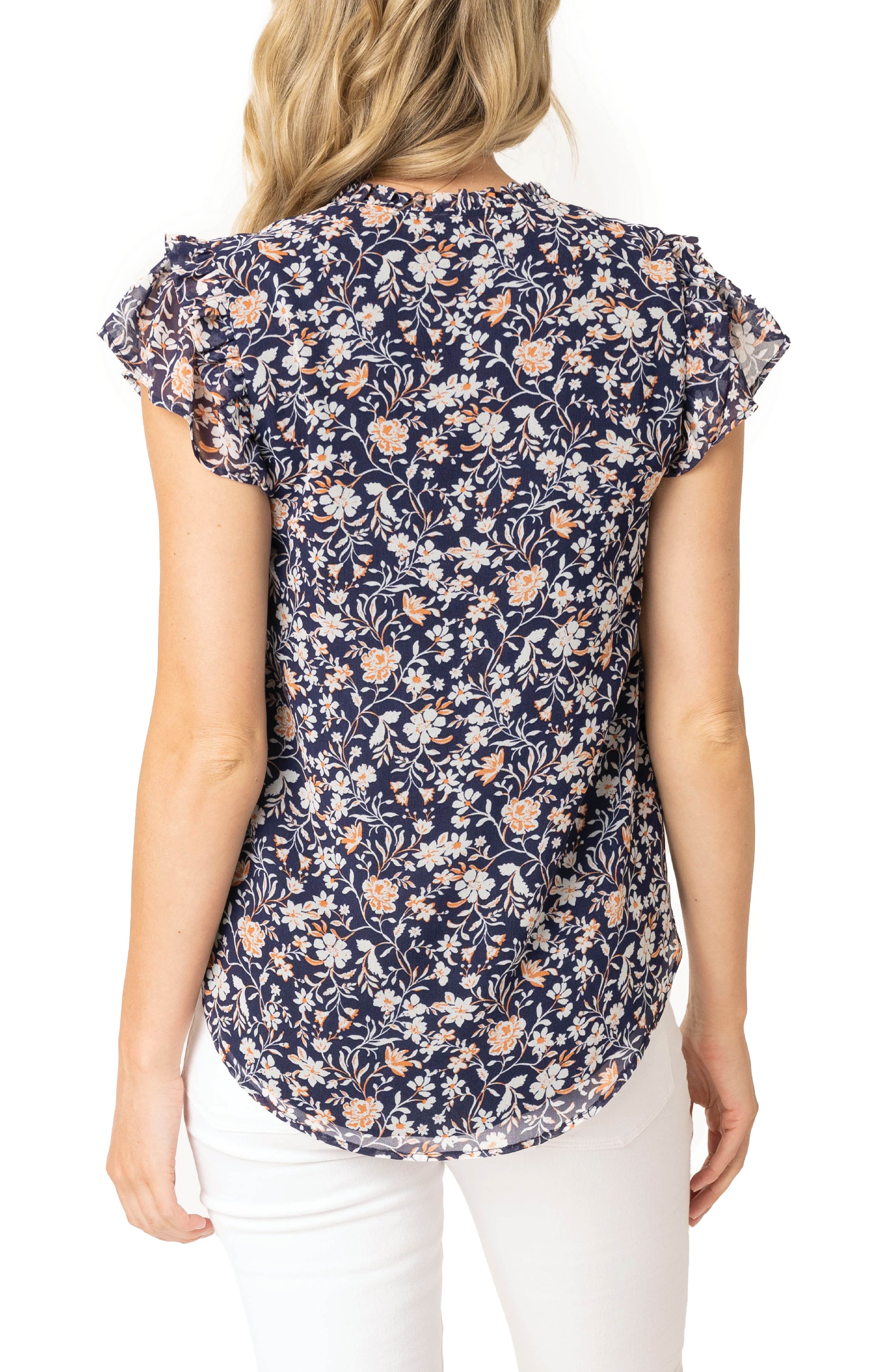 Print Flutter Sleeve Top - image 2