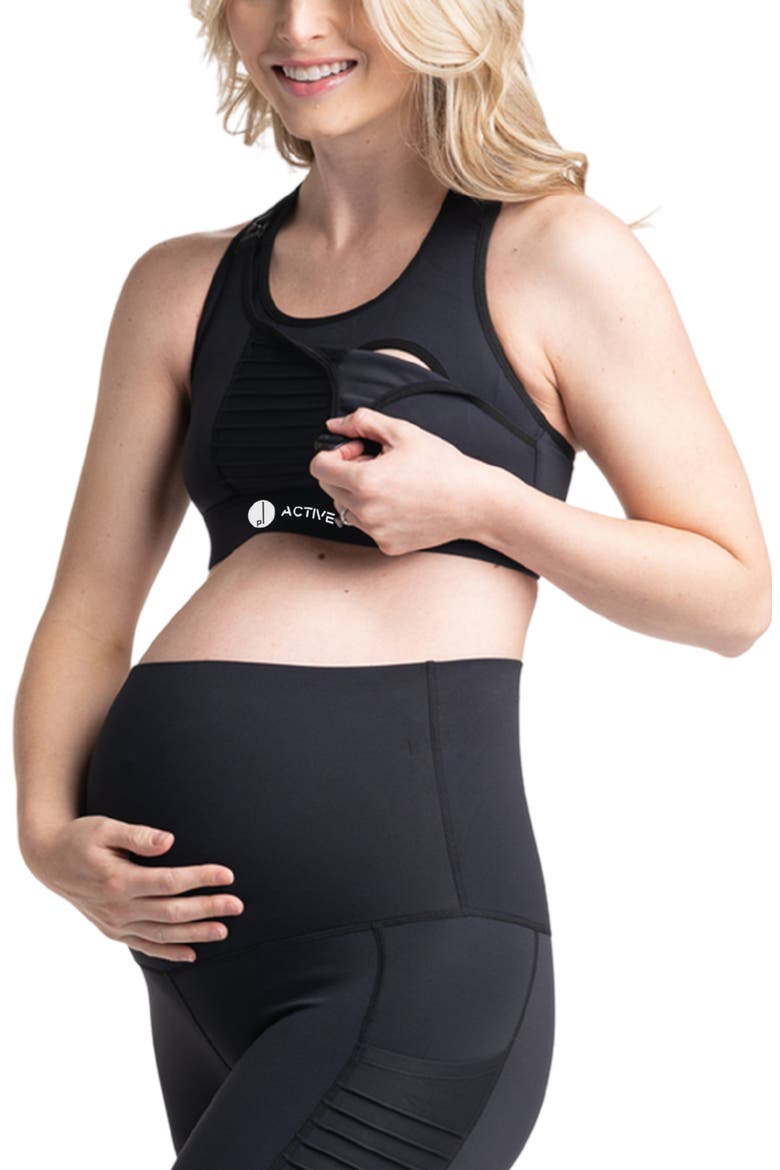 Kahina Active Maternity/Nursing Sports Bra, Alternate, color, BLACK
