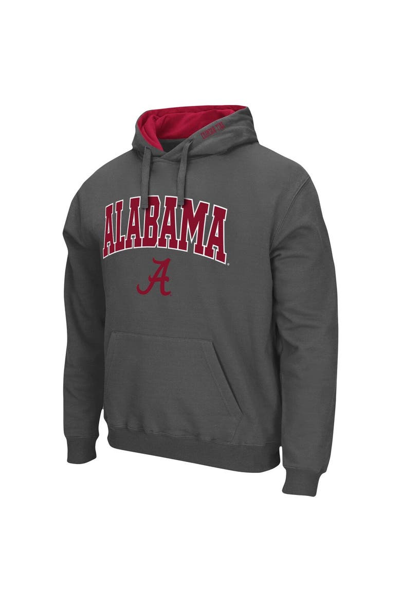 Men's Colosseum Charcoal Alabama Crimson Tide Arch & Logo 3.0 Pullover Hoodie, Alternate, color, Charcoal