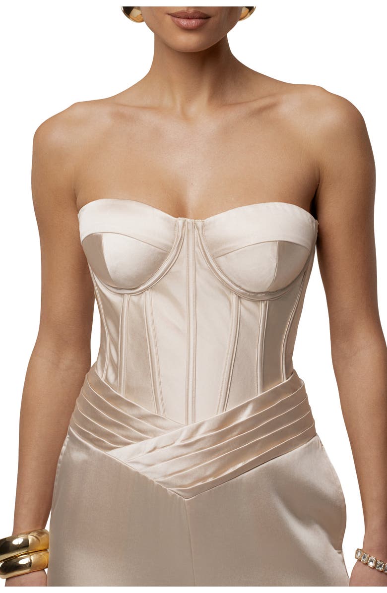 JLUXLABEL Adore Me Satin Corset, Main, color, Champagne