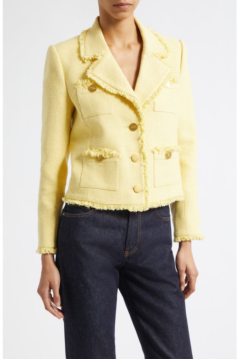 Sylvia Metallic Blazer, Main, color, PALE YELLOW/ LIGHT GOLD