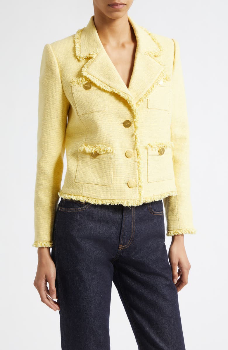 L'AGENCE Sylvia Metallic Blazer, Main, color, Pale Yellow/ Light Gold