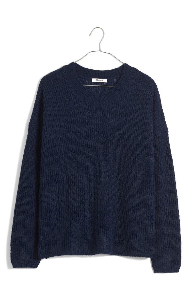 Rib Crewneck Sweater, Main, color, DEEP INDIGO