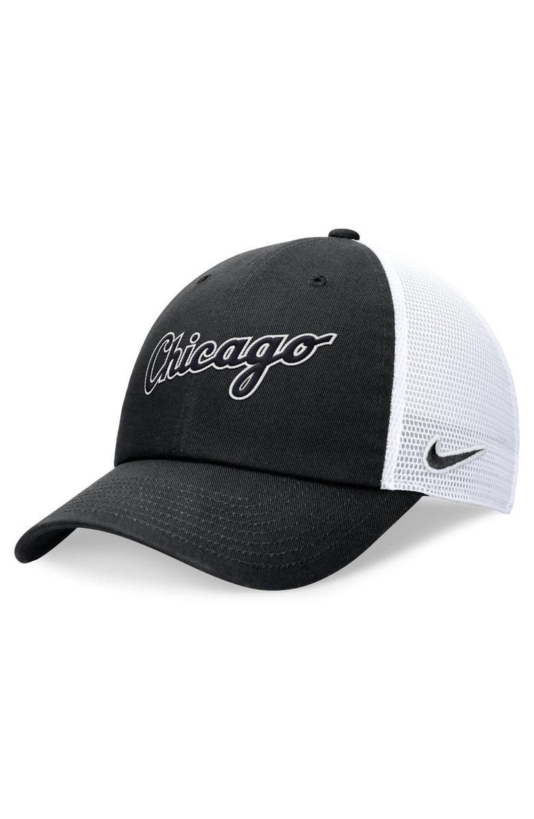 Nike Men's Nike Black Chicago White Sox Evergreen Wordmark Trucker Adjustable Hat, Main, color, Black