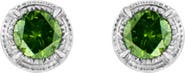 Haus of Brilliance Silver 1/4 Ct Treated Colored Diamond Solitaire Milgrain Stud Earrings