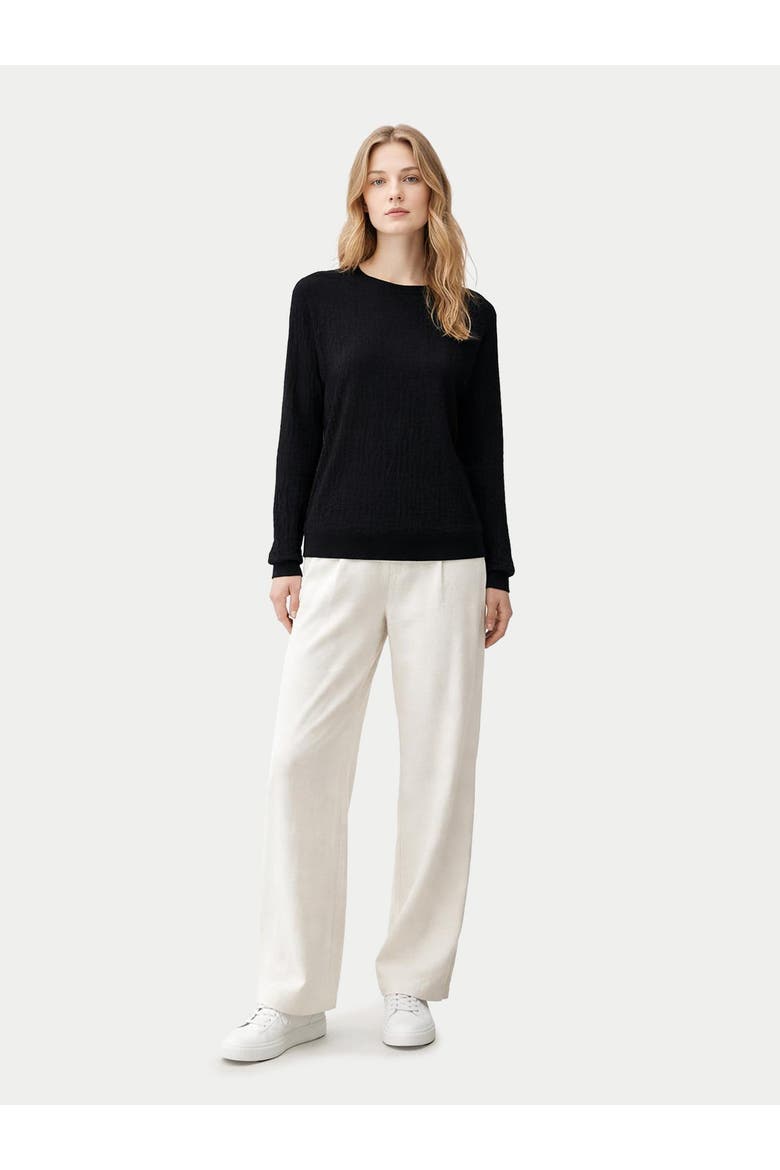 Silk Cashmere Textured Sweater, Alternate, color, black