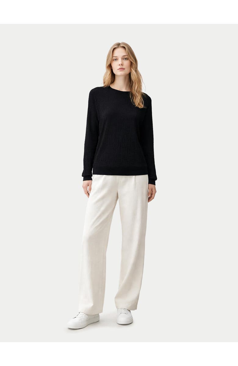 GOBI Mongolian Cashmere Silk Cashmere Textured Sweater, Alternate, color, Black