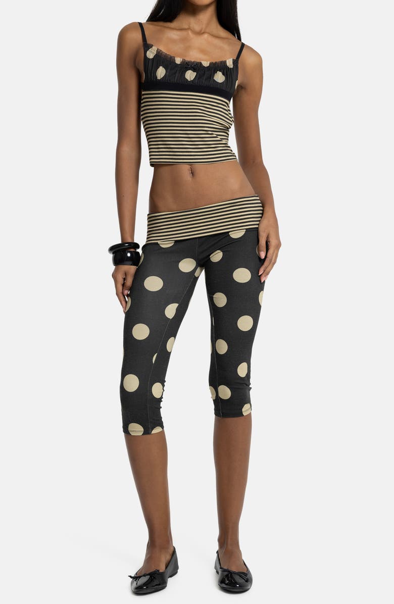 JADED LONDON Mixed Print Foldover Waist Capri Pants, Alternate, color, Black