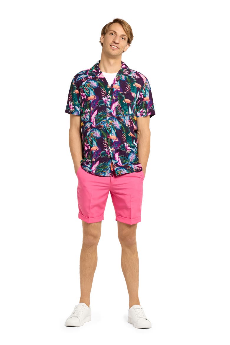 Tropical Jungle Camp Shirt, Alternate, color, PURPLE MULTI