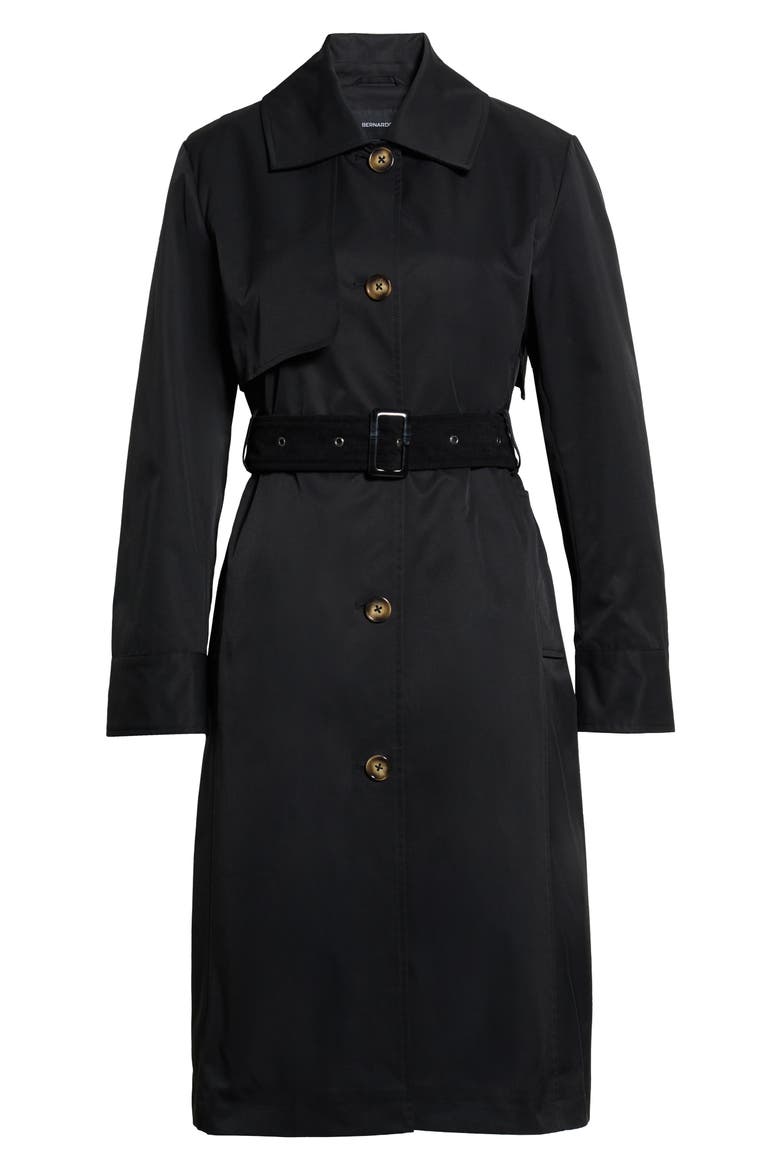 Long Trench Coat, Alternate, color, BLACK