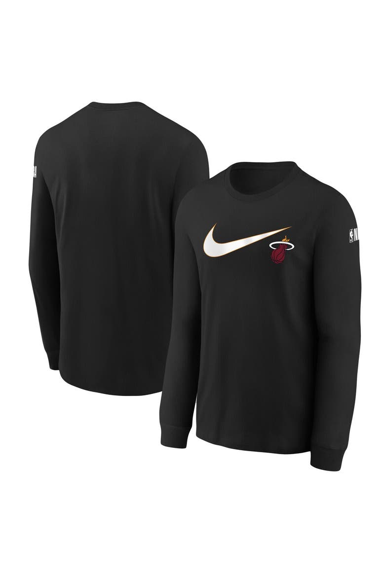 Youth Nike Black Miami Heat Swoosh Long Sleeve T-Shirt, Alternate, color, Black