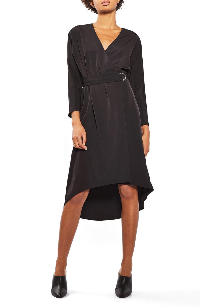 Topshop O-Ring Wrap Midi Dress, Main, color, 